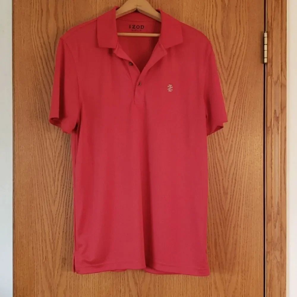 Very Nice Bright Red Izod Golf Polo Shirt Sz M